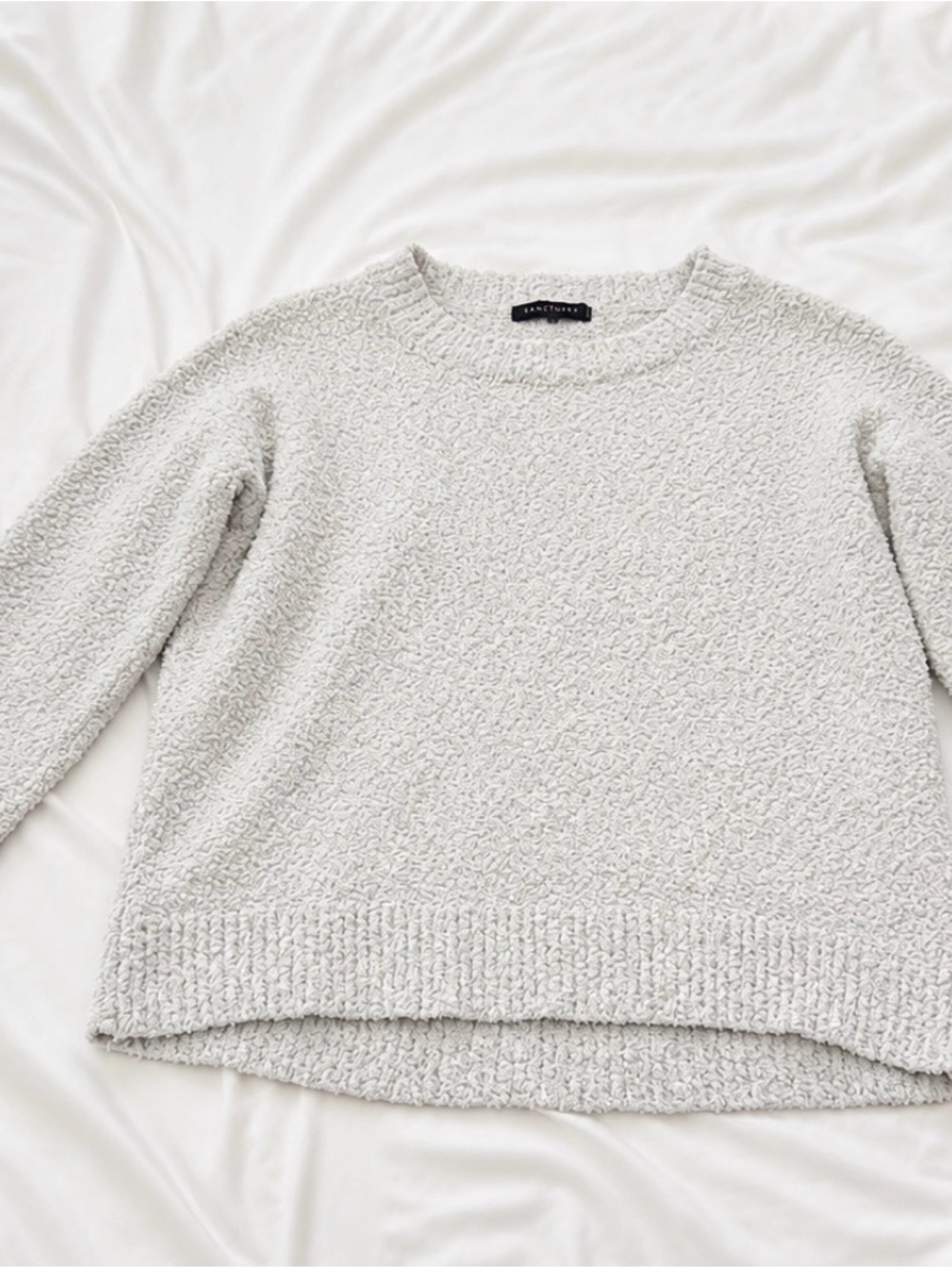 Sanctuary Light Gray Bouclé Crewneck Sweater